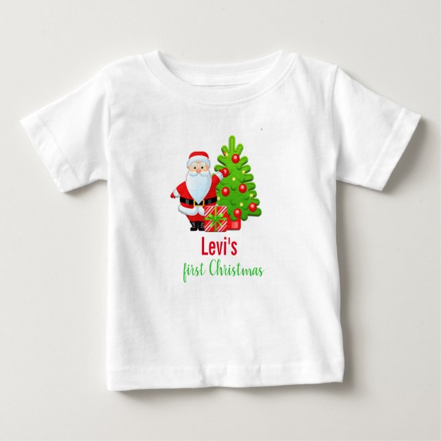 Camiseta Para Bebê Bela Cartoon de Natal Papai Noel (Frente)