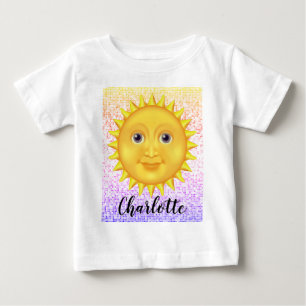 Camiseta Para Bebê Bela Cartoon Sorrindo Sol com Bumblebee Doce