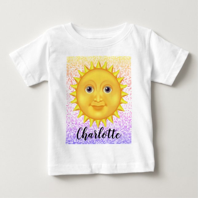 Camiseta Para Bebê Bela Cartoon Sorrindo Sol com Bumblebee Doce (Frente)