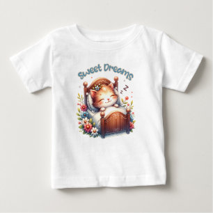 Camiseta Para Bebê Bela dormindo Kitten Docinho Sonhos Doce Decor de
