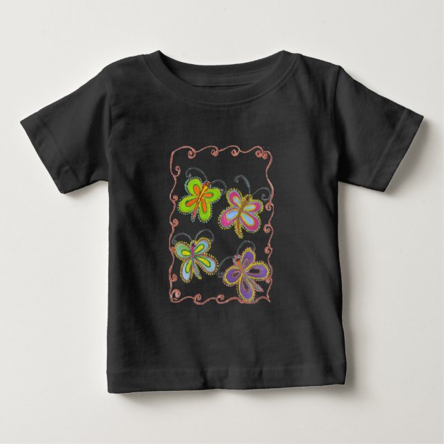 Camiseta Para Bebê Bela e espantosa Arte de Borboleta Bonita: Present (Frente)