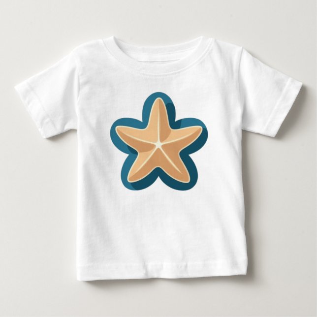 Camiseta Para Bebê Bela Estrela-do-Mar Amarela (Frente)