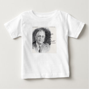 Camiseta Para Bebê Bela imagem de FDR e citação "Medo de Si Mesmo"
