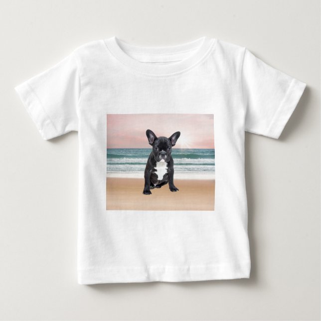 Camiseta Para Bebê Bela Lâmpada Francesa - Água Sol de Praia (Frente)