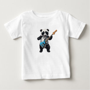 Camiseta Para Bebê Bela Panda Tocando Violão, Amantes De Panda Musica