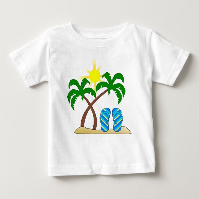 Camiseta Para Bebê Bela Praia com Palmeiras Bebê (Frente)