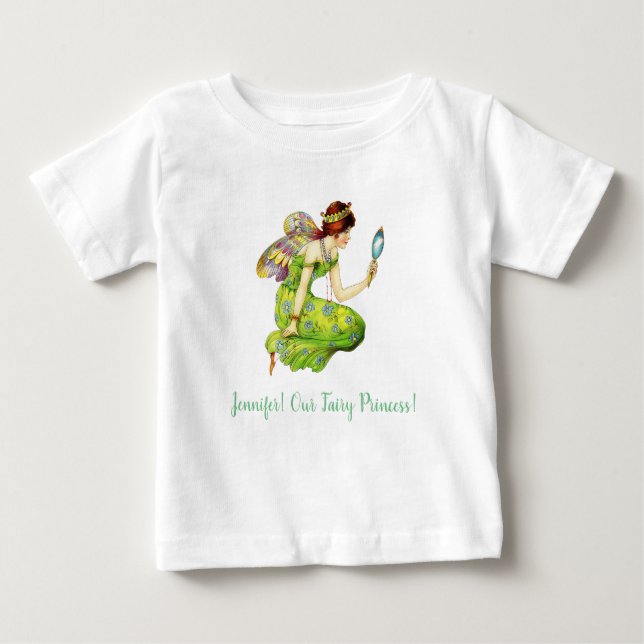 Camiseta Para Bebê Bela Princesa Fada com Nome Personalizado (Frente)