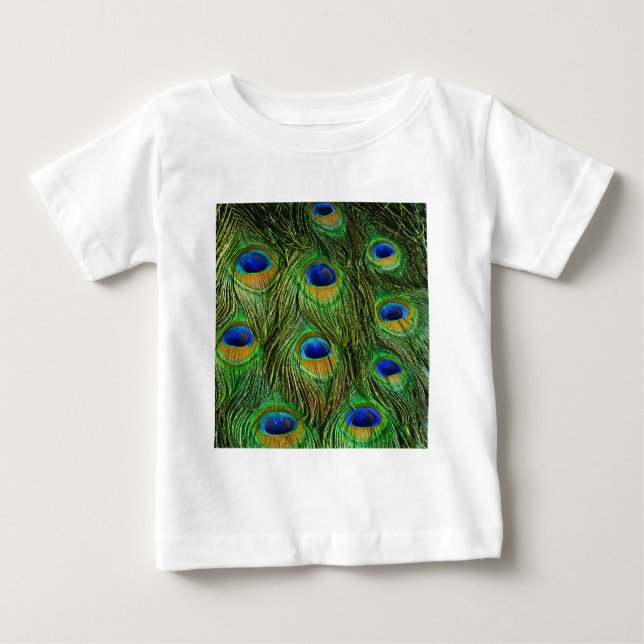Camiseta Para Bebê Belas Penas de Pavão (Frente)