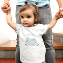 Beleza Moderna Pastel Azul Ovelha e Nome de Crianç