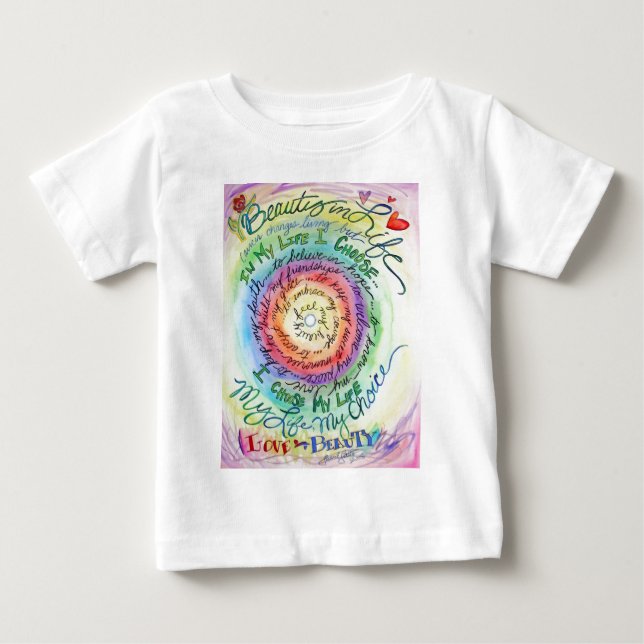 Camiseta Para Bebê Beleza na vida Arredondado Arco-Íris (Frente)