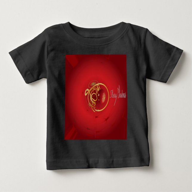 Camiseta Para Bebê Beliscos de Natal Vermelho têm um belo dia (Frente)