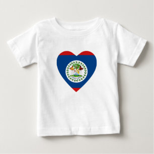 Camiseta Para Bebê Belize Flag Heart Shirt