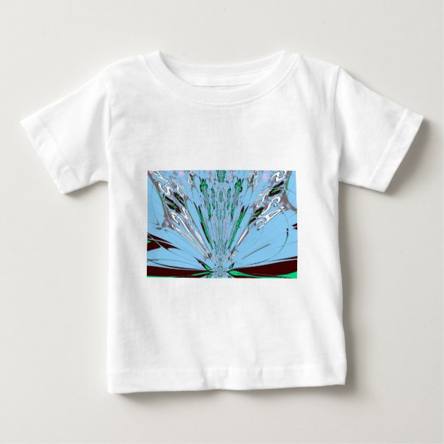 Camiseta Para Bebê Belo Aqua Azul Azul Incrível Arte Floral (Frente)