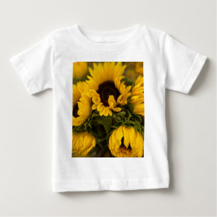 Camiseta Para Bebê Belo Buquê dos Sunflower Dourados