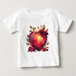 Camiseta Para Bebê Belo Coração de Gema – Design Romântico de Coração