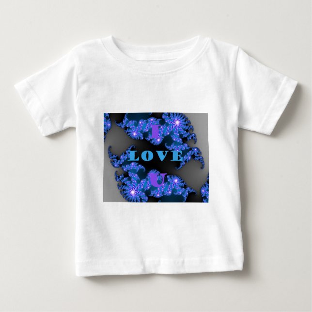 Camiseta Para Bebê Belo Design de Texto de Amor Azul Galático, (Frente)