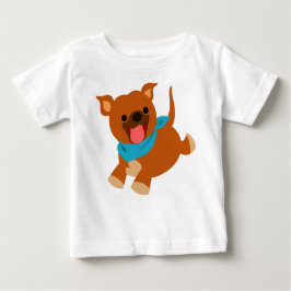 Camiseta Para Bebê Belo e Feliz Cartoon Staffie Baby T-Shirt