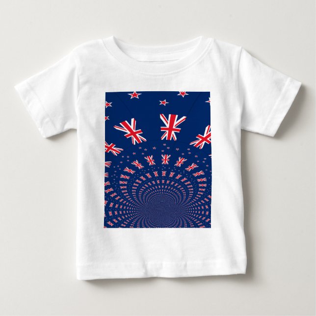 Camiseta Para Bebê Belo Impressão de Sinalizador da Nova Zelândia (Frente)