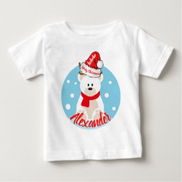 Camiseta Para Bebê Belo Natal Branco Urso Polar Vermelho Santa Ho Ho