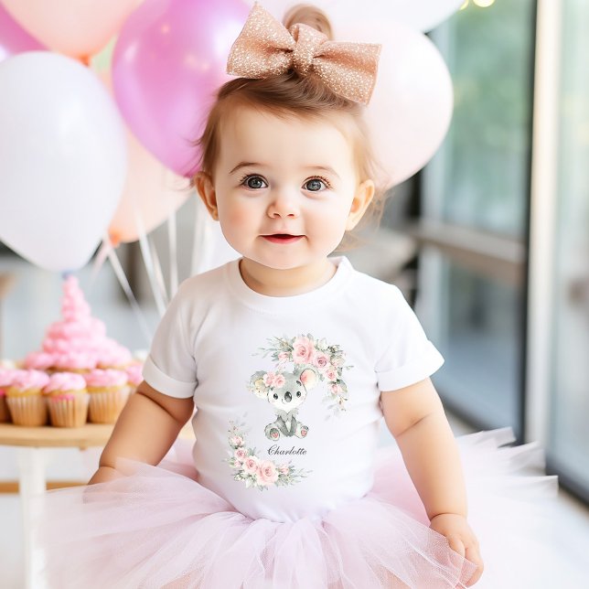 Camiseta Para Bebê Belo Sábio Floral Rosa, Rosa, Verde, Aniversário (Criador carregado)