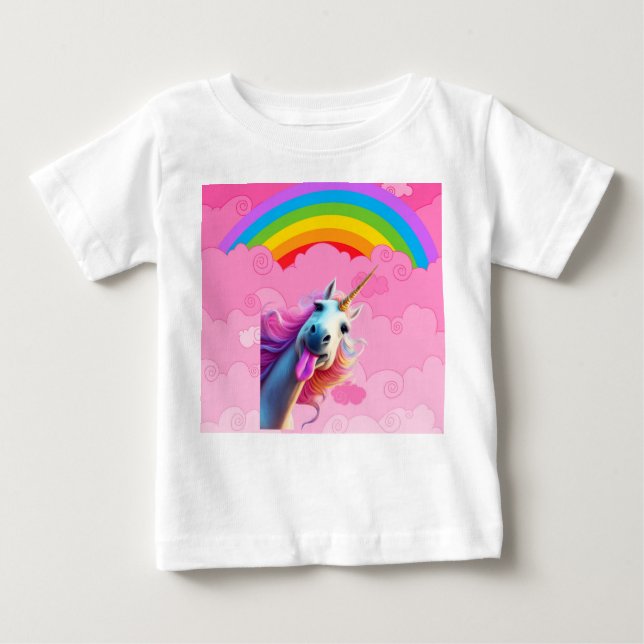 Camiseta Para Bebê Belo Unicórnio. (Frente)