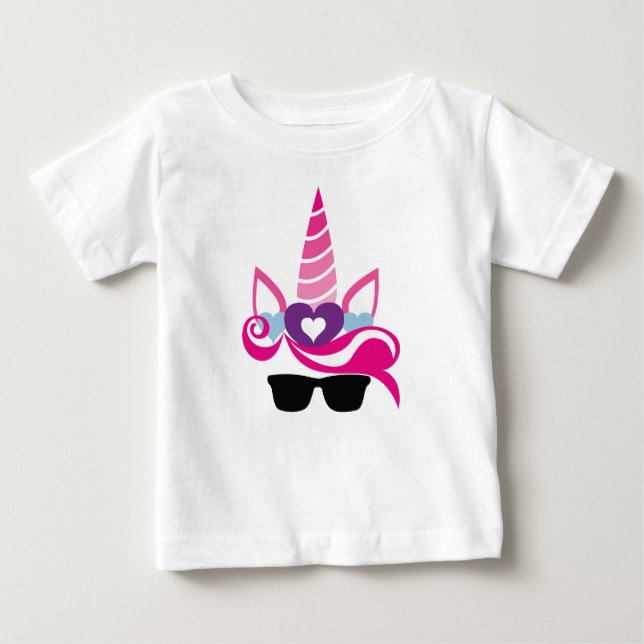 Camiseta Para Bebê Belo Unicórnio de Verão (Frente)
