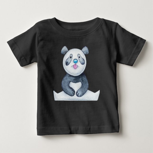 Camiseta Para Bebê Belo Urso De Panda Enganando A Língua Engraçado (Frente)