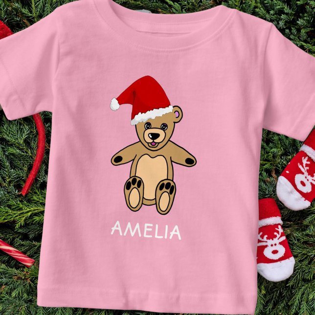 Camiseta Para Bebê Belo Urso de Teddy com Natal (Criador carregado)