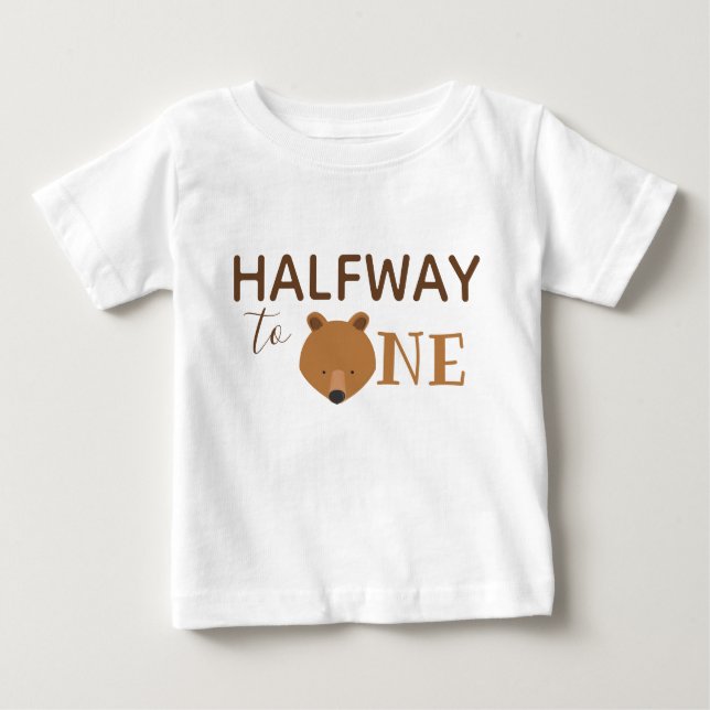 Camiseta Para Bebê Belo Urso Meio Aniversário (Frente)
