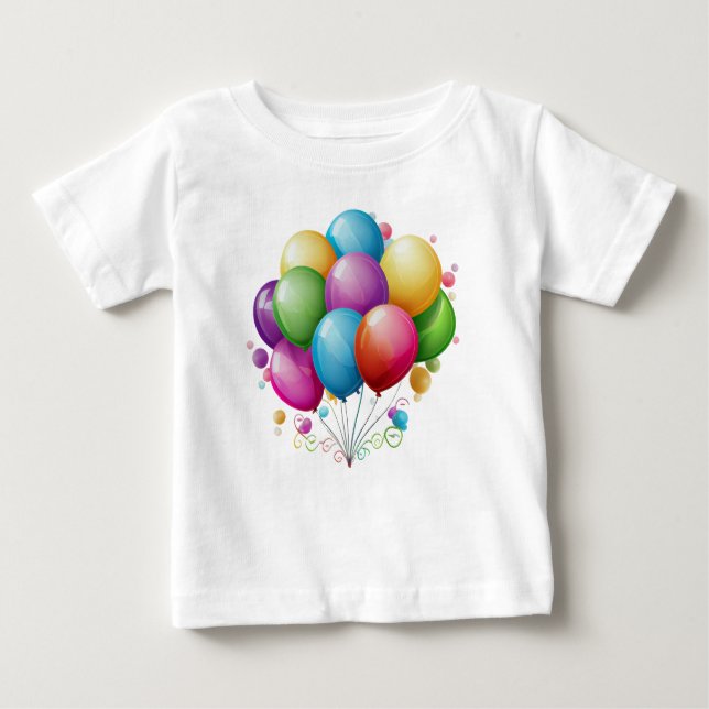 Camiseta Para Bebê Belos balões de aniversário (Frente)