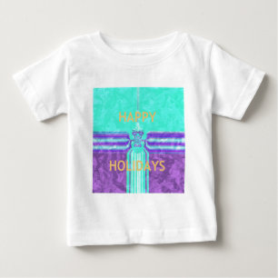 Camiseta Para Bebê Belos Felizes Feriados Azuis design vetor ciano