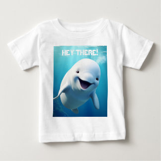 Camiseta Para Bebê Beluga Baleia Cartoon Blue Green Oceano Ártico