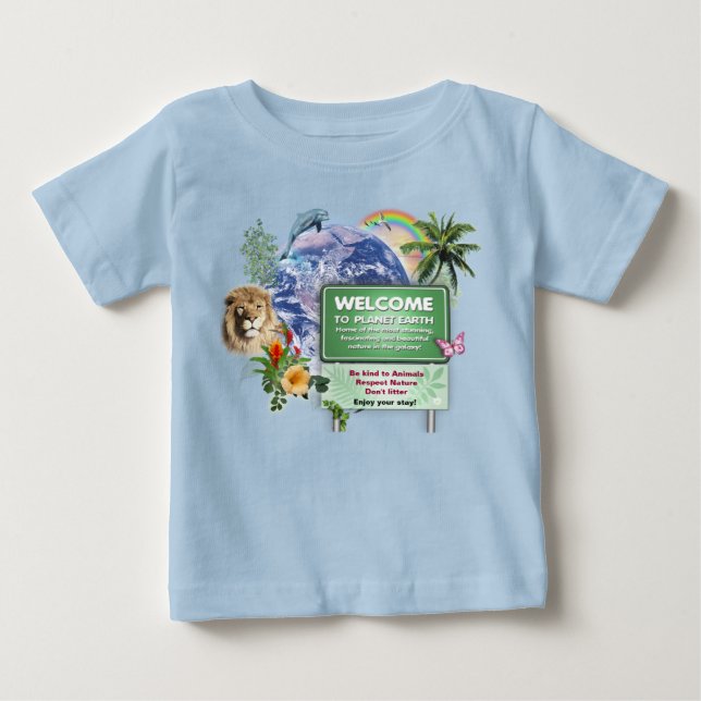 Camiseta Para Bebê Bem-vindo a este Planeta (Frente)