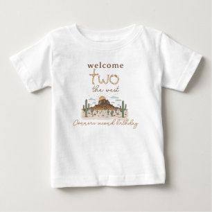Camiseta Para Bebê Bem-vindo ao Oeste Marrom Rústico 2º Aniversário 