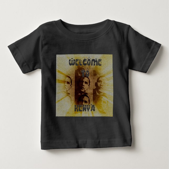 Camiseta Para Bebê Bem-vindo ao Quênia com Obama Collage (Frente)