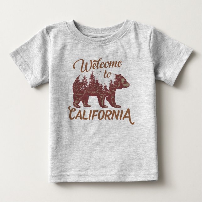 Camiseta Para Bebê Bem-vindo ao Urso da Califórnia (Frente)