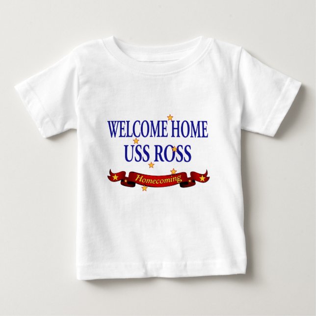 Camiseta Para Bebê Bem-vindo USS Lar Ross (Frente)
