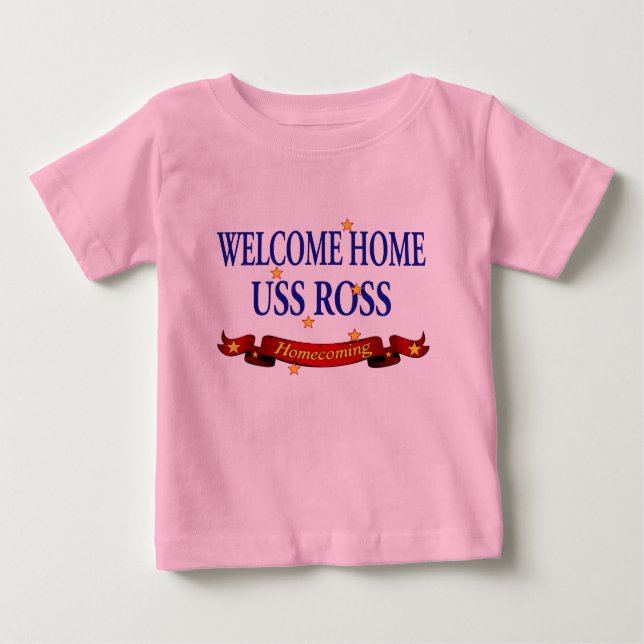Camiseta Para Bebê Bem-vindo USS Lar Ross (Frente)