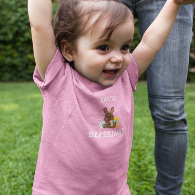 CAMISETA PARA BEBÊ BÊNÇÃOS DE PÁSCOA ROSA (Criador carregado)