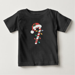 Camiseta Para Bebê Bengala de Natal do Papai Noel Natal para Crianças