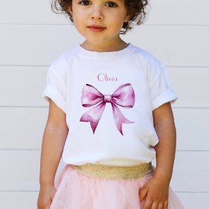 Camiseta Para Bebê Berçário de Fita de Laço Rosa