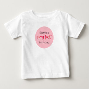 Camiseta Para Bebê Berry de primeiro aniversario de morango Primeiro