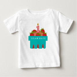 Camiseta Para Bebê Berry First Birthday Strawberry Basket