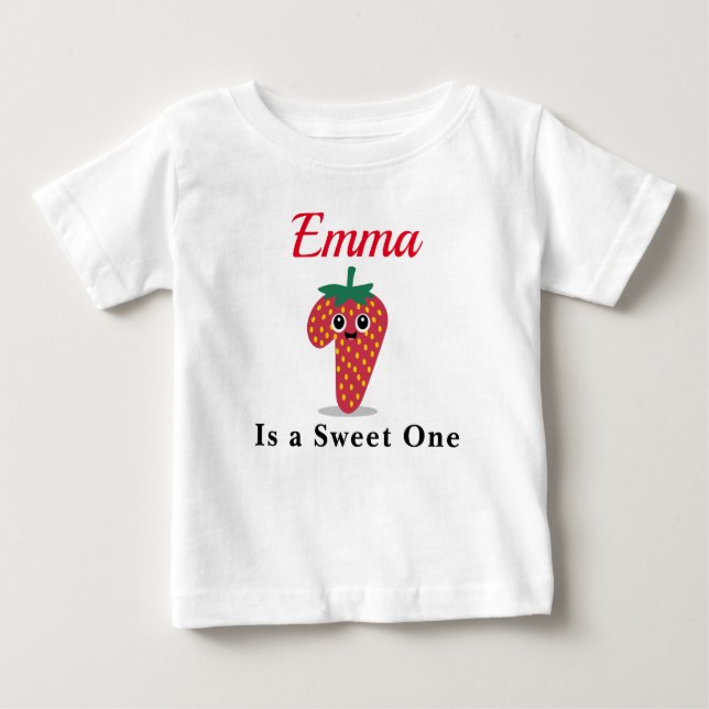 Camiseta Para Bebê Berry First Birthday Sweet one T-Shirt (Frente)