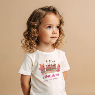 Camiseta Para Bebê Berry First Happy Birthday Bunnie Bolo