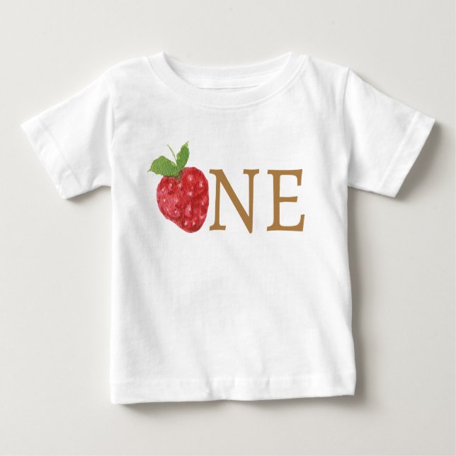 Camiseta Para Bebê Berry Primeiro 1º Aniversário Morango (Frente)