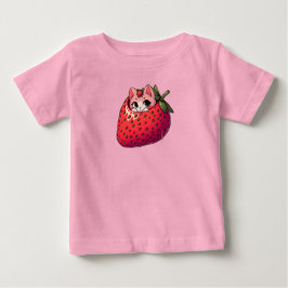 Camiseta Para Bebê Berry Purfection: Dentro de gato rosa a morango