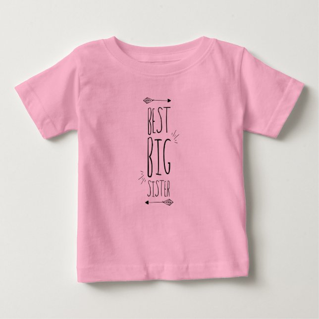 Camiseta Para Bebê Best big sister! (Frente)