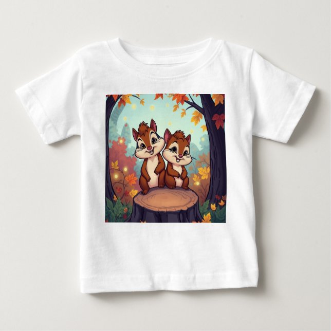 Camiseta Para Bebê „Beste Freunde im Herbstzauber“ (Frente)