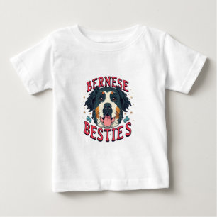 Camiseta Para Bebê Besties Bernesas - Amizade com a Montanha Bernesa